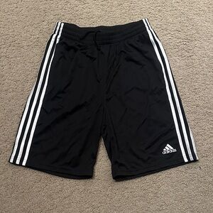 Adidas Boys 3-Stripes Essentials White Logo Athletic Shorts Black Size XL